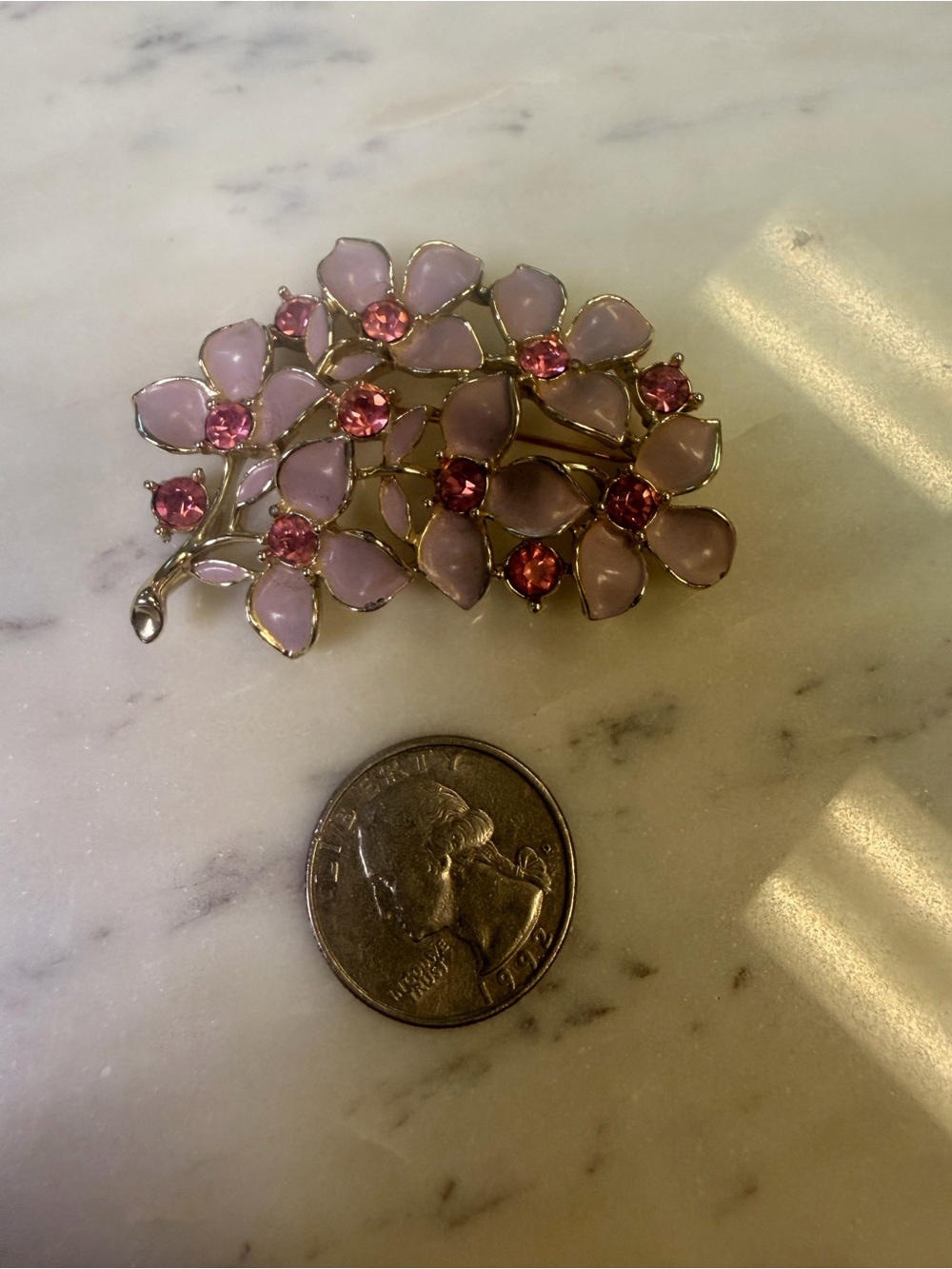 Pink Floral Crystal Brooch - Elegant Women’s Jewelry - Picture 4 of 5
